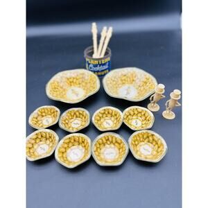 Vintage Planters Mr. Peanut Lot Collection Metal Bowls Salt Pepper Spreaders